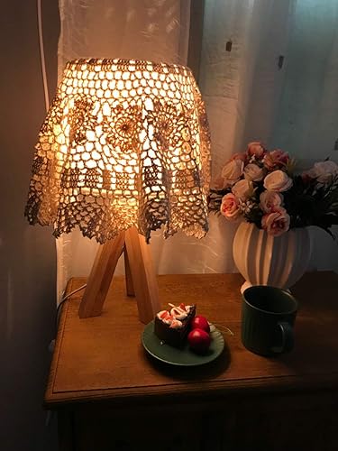 Miniatura 6 de Mantel de encaje de ganchillo hecho a mano de algodón beige para mesa, redondo, 23 pulgadas, 2 unidades