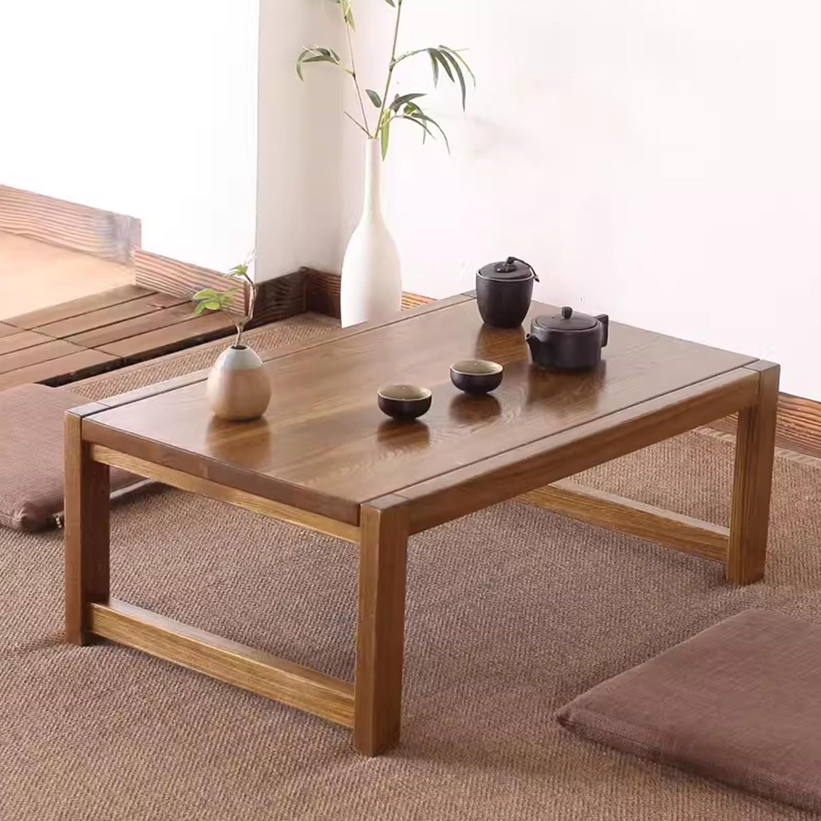 Amazon.co.jp: 木製コーヒーテーブル フロア ローテーブル 長方形