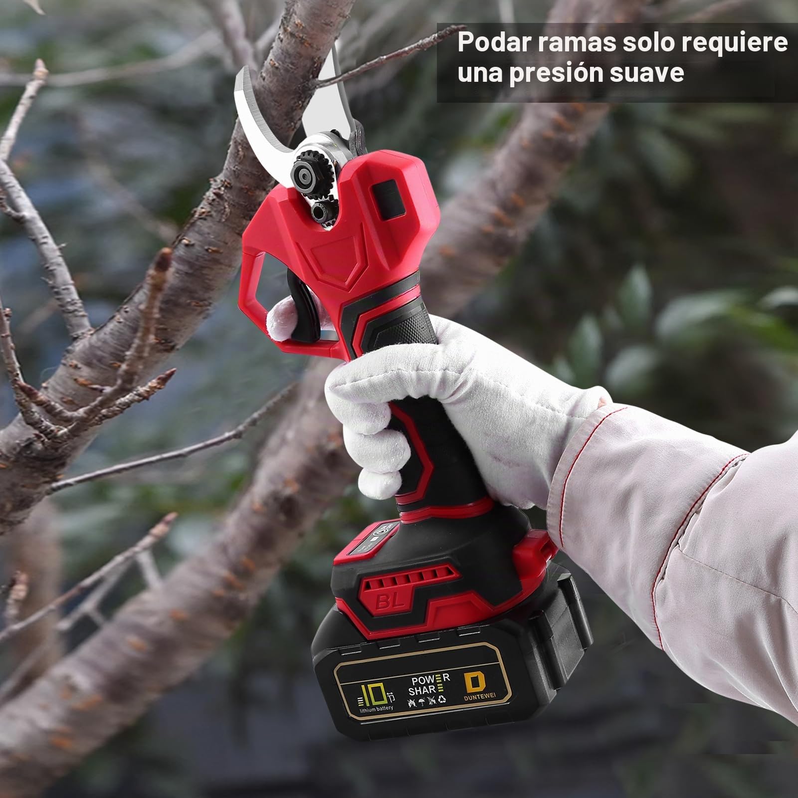 Tijeras de Podar Eléctricas, Tijeras de Podar con Baterías 2x3000mAh, Tijeras de Poda de 40 mm con Display, Tijeras de Podar con Motor Brushless para Jardinería