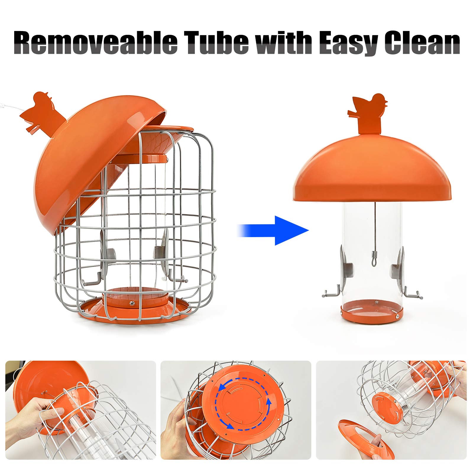 Mangiatoia Per Uccelli Grande, In Metallo, A 3 Strati, A - Foto 12