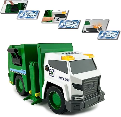 Miniatura 2 de Power Movers - Camión de basura interactivo de 15 pulgadas con luces y sonidos, colección de basura motorizada, diseño realista y baterías