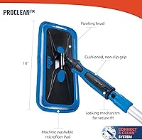 Vista 3 de Unger Kit profesional de limpieza de ventanas interiores ProClean con poste de 2 pies, herramienta de lavado con cabezal giratorio para esquinas