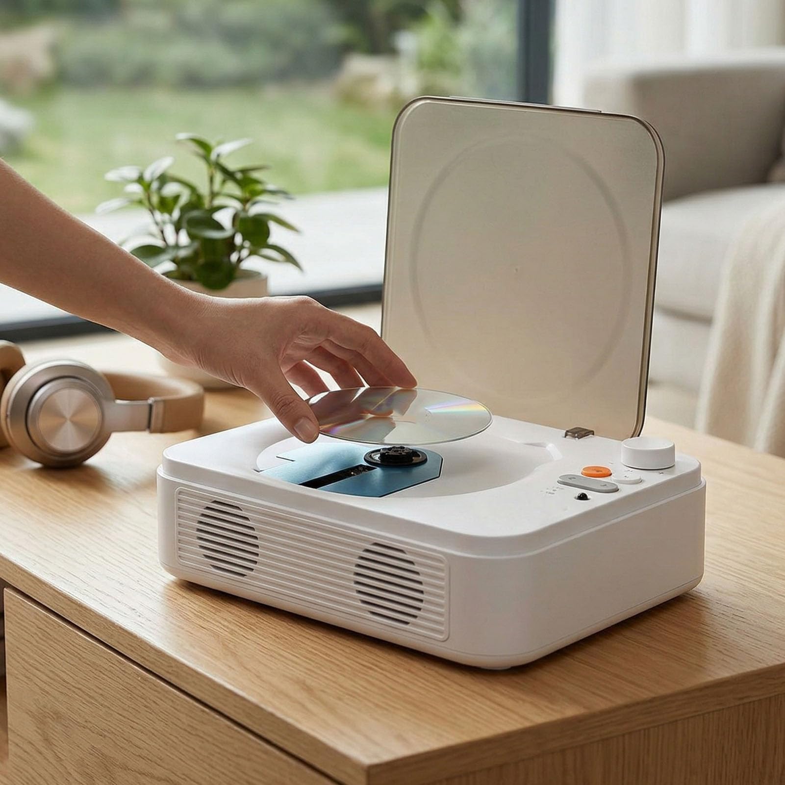 Topiky Lettore CD Bluetooth, Lettore CD Portatile retrò con Doppio Altoparlante, Telecomando USB AUX per la Casa