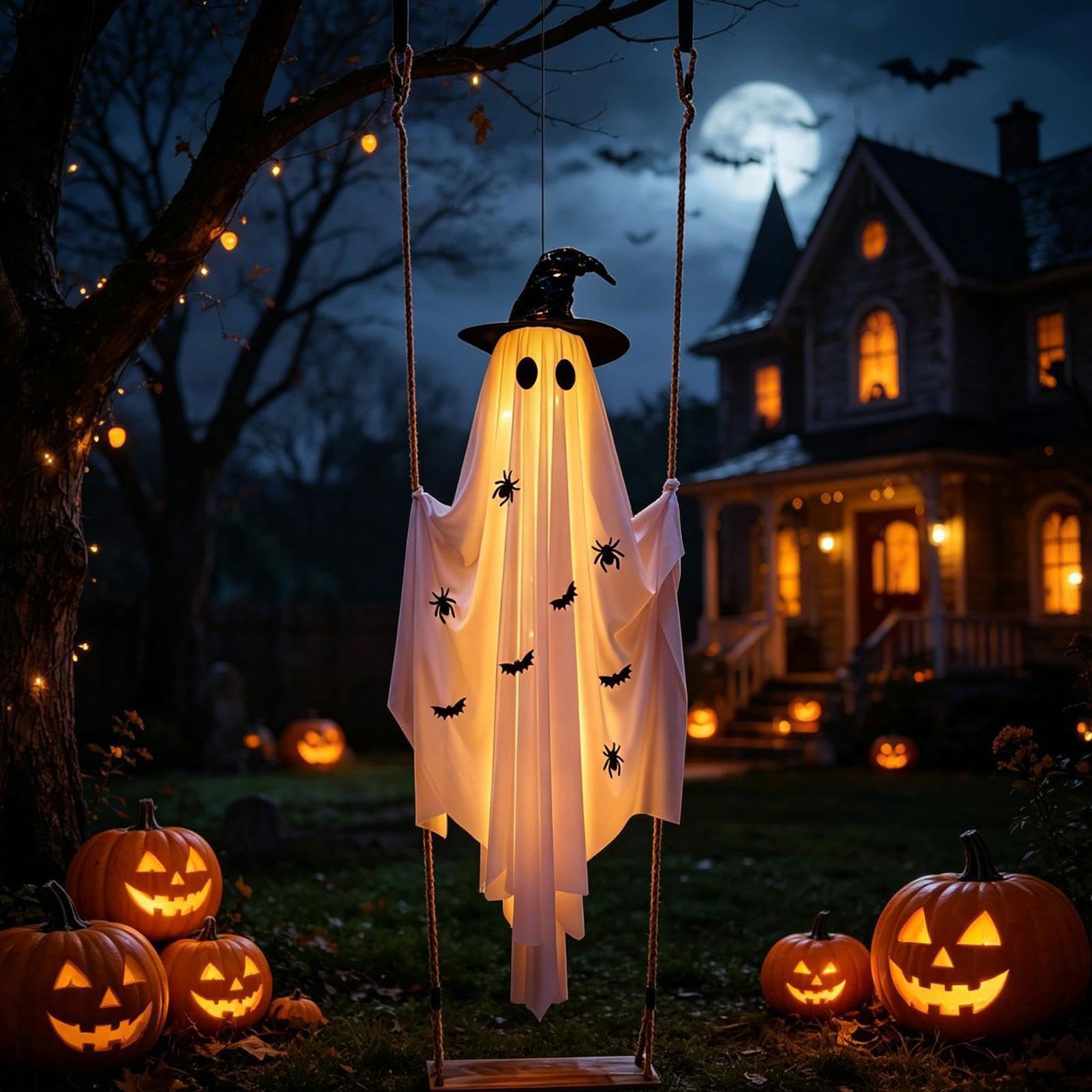 Decorazione Fantasma Di Halloween Horror Luminescenti Per Casa Stregata | Halloween Fantasmi Volanti LED Per Casa Infestata Giardino E Abitazione