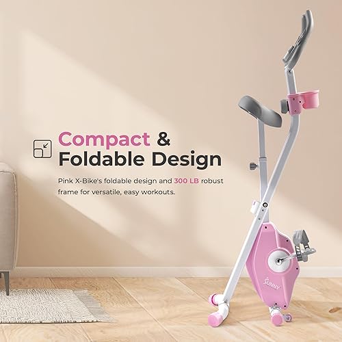 Miniatura 3 de Sunny Health & Fitness Foldable Magnetic Exercise X-Bike Pro, Digital Monitor, Pulse Sensor, Low-Impact, Magnetic Resistance, Ergonomic Support,