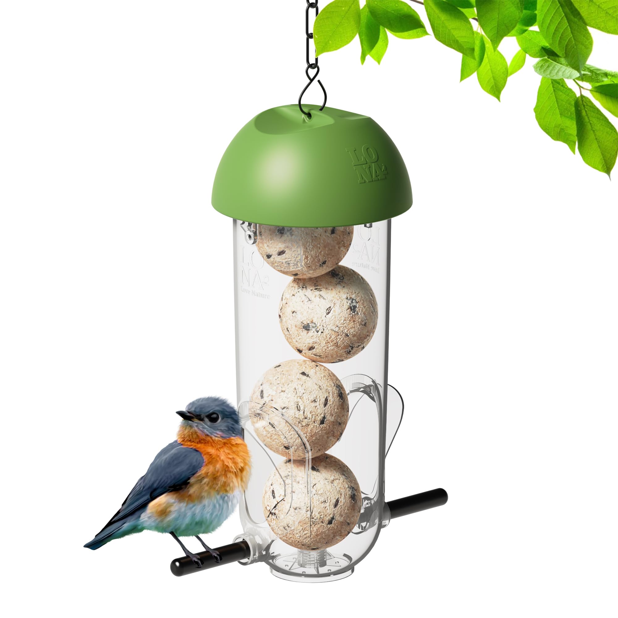LONA Suet Ball Bird Feeder with 2 Ports, Unique Bird Feeder for Outdoors