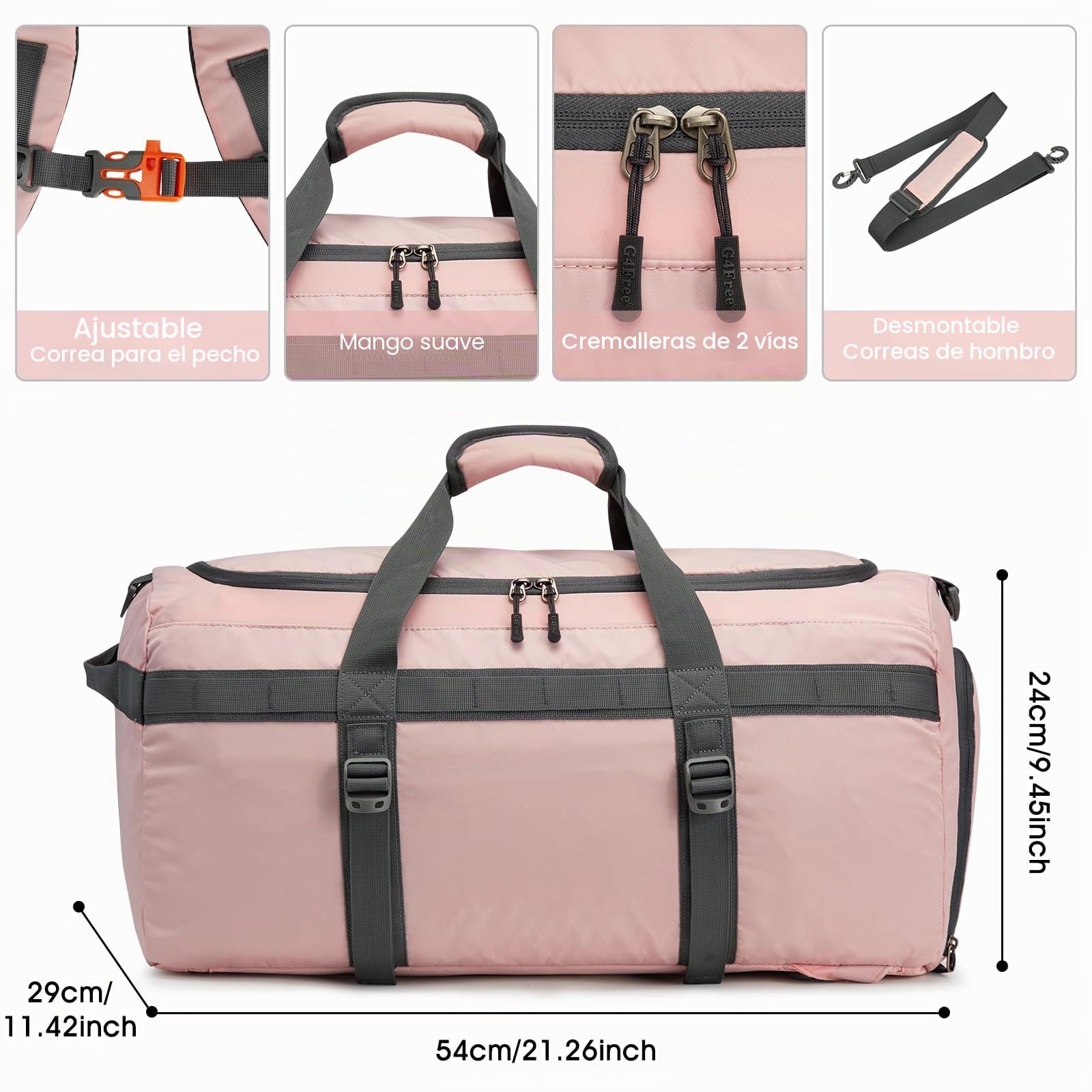 G4Free Bolsa de deporte grande de 45 l para hombre y mujer, con compartimento para zapatos y compartimento húmedo, bolsa de entrenamiento, bolsa de gimnasio, bolsa de deporte escolar, para la escuela,