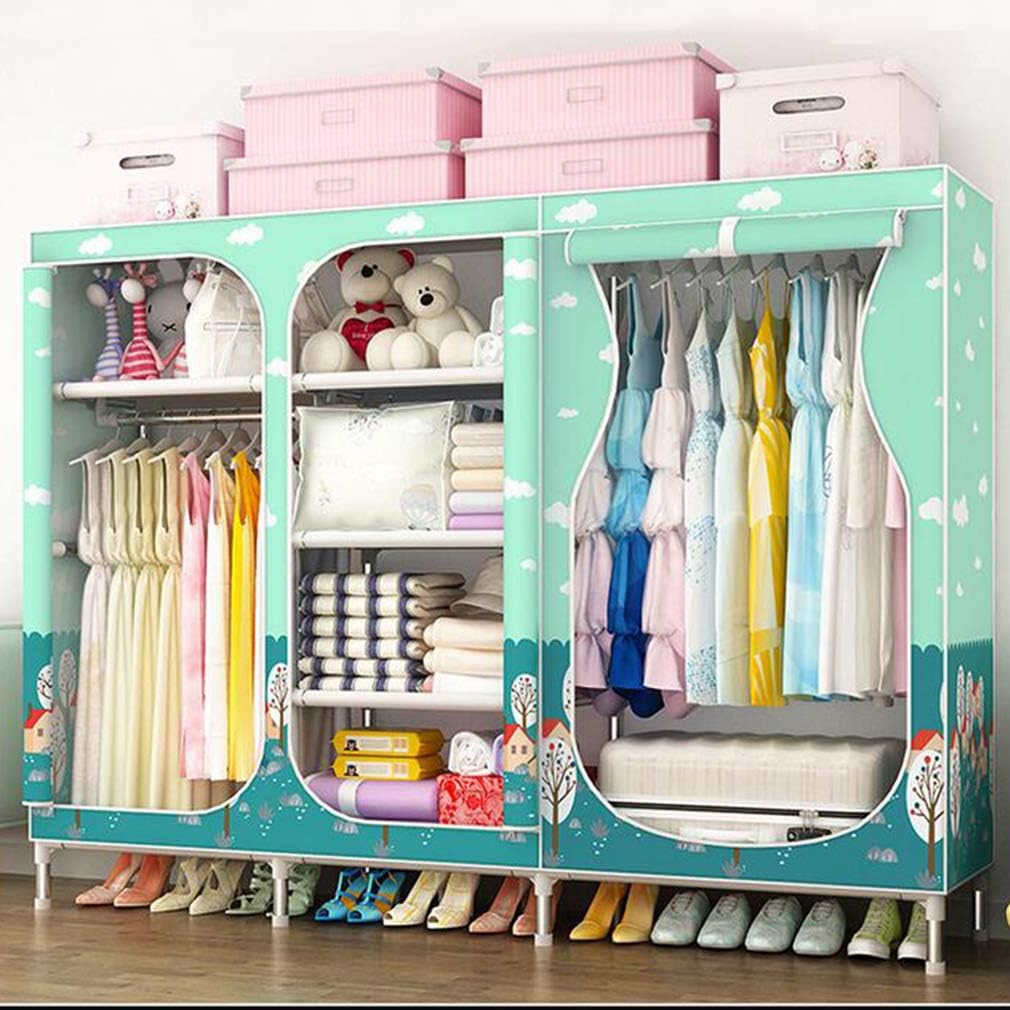 Cloth Wardrobe Clothes Closet, Portable Closet Wardrobe Storage Closet Standing Closet Fabric Cabinet Portable Wardrobe,H_210X45X168CM