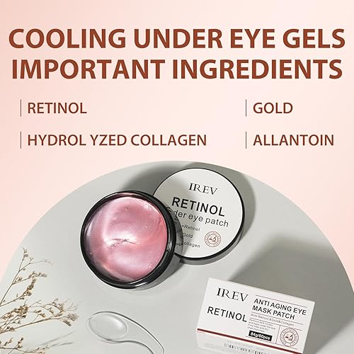 Miniatura 4 de Parches debajo de los ojos para ojos hinchados ojeras  30 pares de almohadillas de gel de ojos de colágeno de retinol, reducen las arrugas, bolsas
