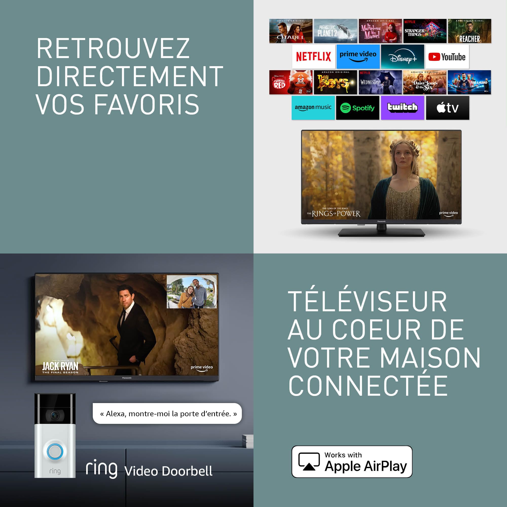 Panasonic TV-32S50AEZC, 32 Pouces HD LED Smart TV, Fire TV | HD Colour Engine, HDR, Contrôle Vocal Alexa, Mode Jeu, Lecteur Média, Téléviseur Intelligent, Série S50