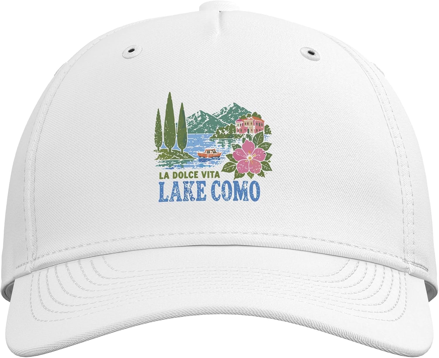 Lake Como Italy Retro Vintage Scenic Travel Vacation Adjustable Baseball Hat