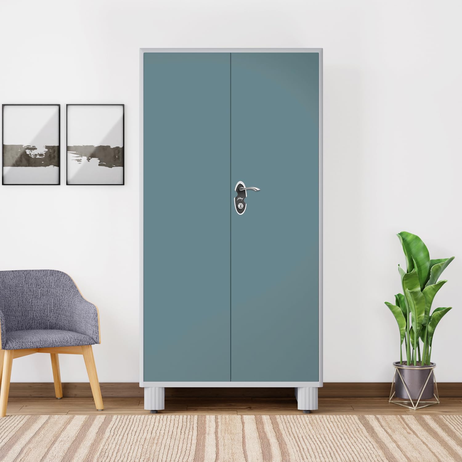 Interio by Godrej Wardrobe H1 2-Door Steel Almirah (Blue Haze), 1-Year Warranty, 1 Drawer, 1 Locker-picture-11