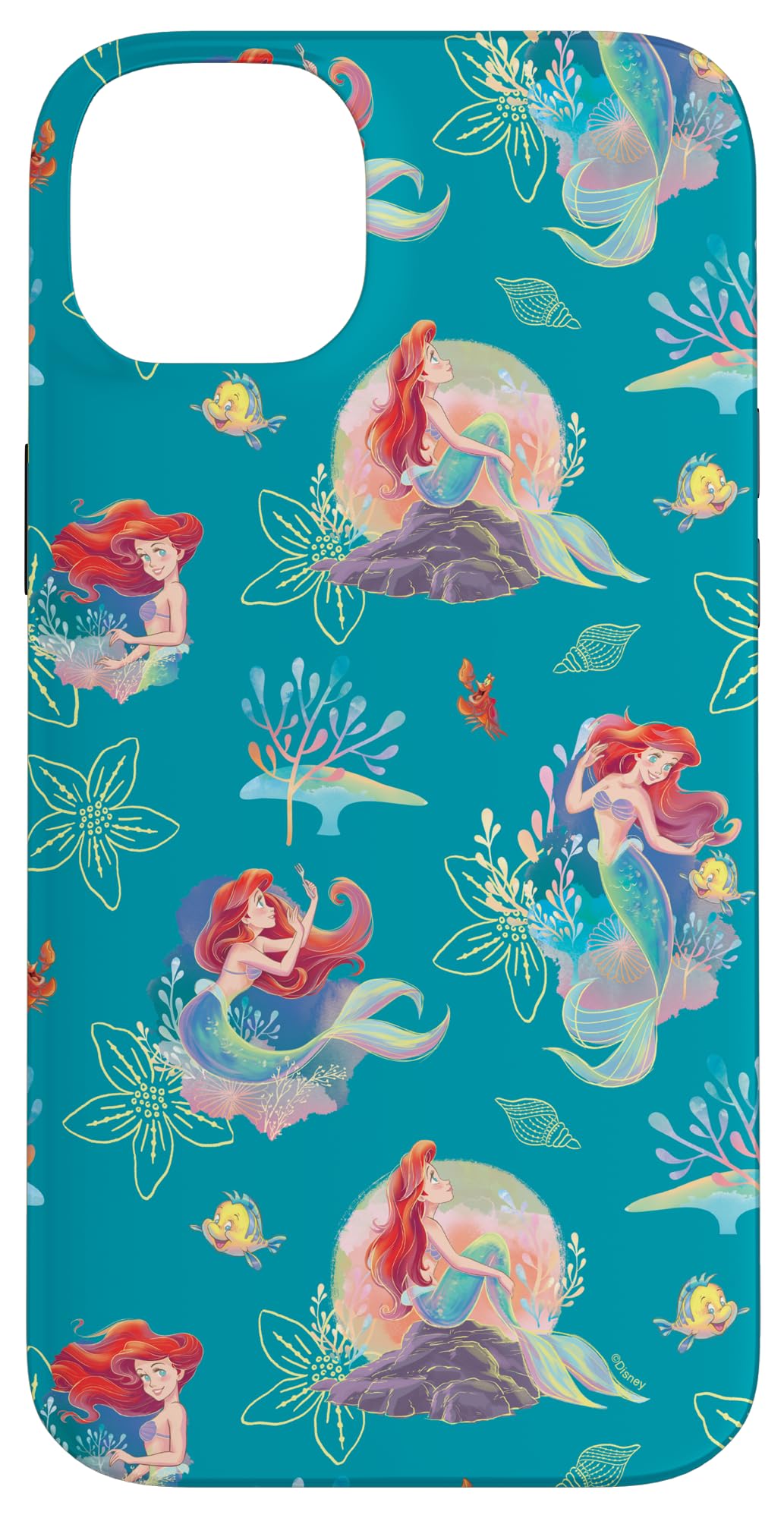 Custodia per iPhone 14 Plus Disney Princess Ariel Flounder e Sebastian sotto il mare