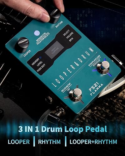 Miniatura 30 de FLAMMA FS03 - Pedal de efectos de guitarra con delay estéreo digital, bucle, 6 efectos de delay almacenables preestablecidos, Tap Tempo, Trail On