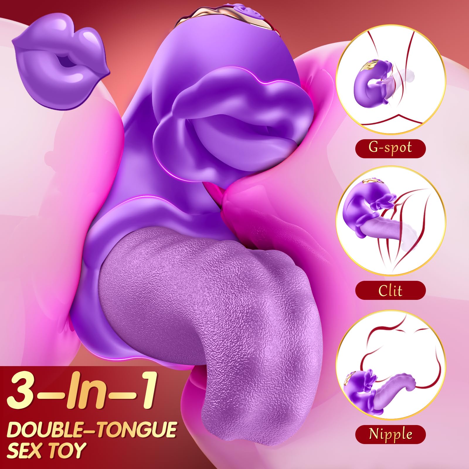 Sex Toys Realistic Tongue Vibrator for Women – 10 Licking Clitoral & 10 Swing Vibration Modes, AAVibe Rose Toy Thrusting Vibrators Dildo, Adult Toy Stimulator Pleasure Tools for Female Couples Games: Light purple