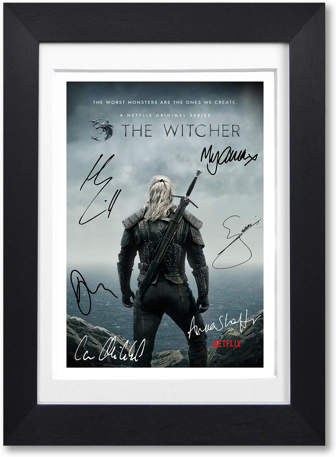 The Witcher Cast Signed Autograph A4 Poster Photo Print TV Show Series Season Framed Memorabilia Gift (BLACK FRAMED & MOUNTED)