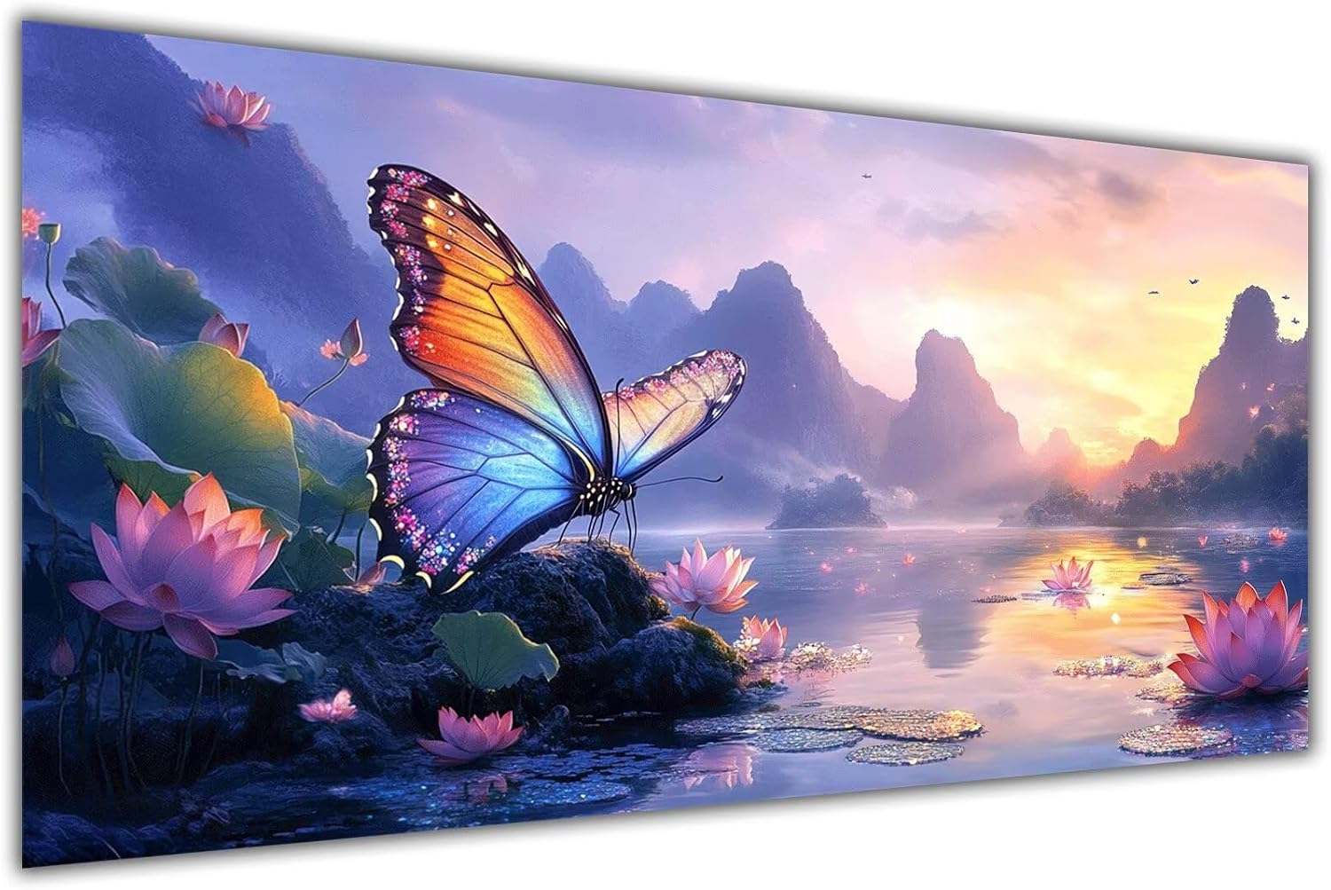 Paint by Numbers Kit for Kids Colorful Paint by Numbers Kit for Adults Butterfly,Easy DIY Oil Painting for Adults Crafts with Acryli Pigment Brushes on Canvas,Women Gift Room Wall Deco 80x160cm KL-741