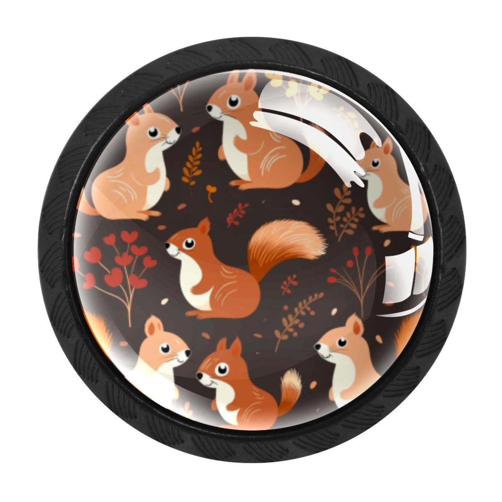 Chenzzzz Multicolored 03 4 Pieces Squirrel Drawer Knobs, 35Mm Black Cabinet Knobs, Drawer Pulls And Knobs, Dresser Drawer Knobs, Cabinet Hardware Kitchen Cabinet Knobs