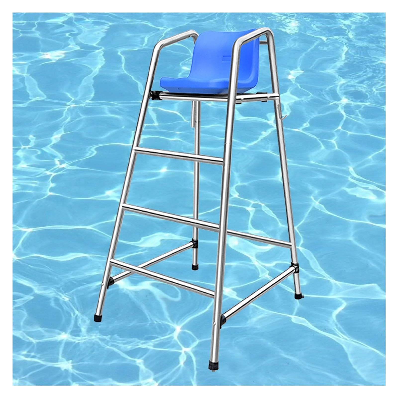 Detachable Lifeguard Chairs for Poolside, 4-6 FT Metal Lifeguard Equipment with Comfortable ABS Seat &amp; Hook, Portable 2-4 Steps Deck Chairs, Supports 300kg/660lbs