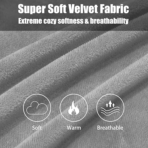 Miniatura 34 de TELUS 2 Pack Zippered Velvet Standard Pillowcases, Super Soft and Cozy Luxury Fuzzy Flannel Pillow Cases with Zipper, 20x26 Inches, Light Blue