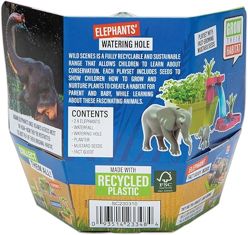 Miniatura 6 de Wild Scenes Elephants' Watering Hole - Kit de cultivo y juego respetuoso con el medio ambiente, juguete de conservación de vida silvestre, juego de