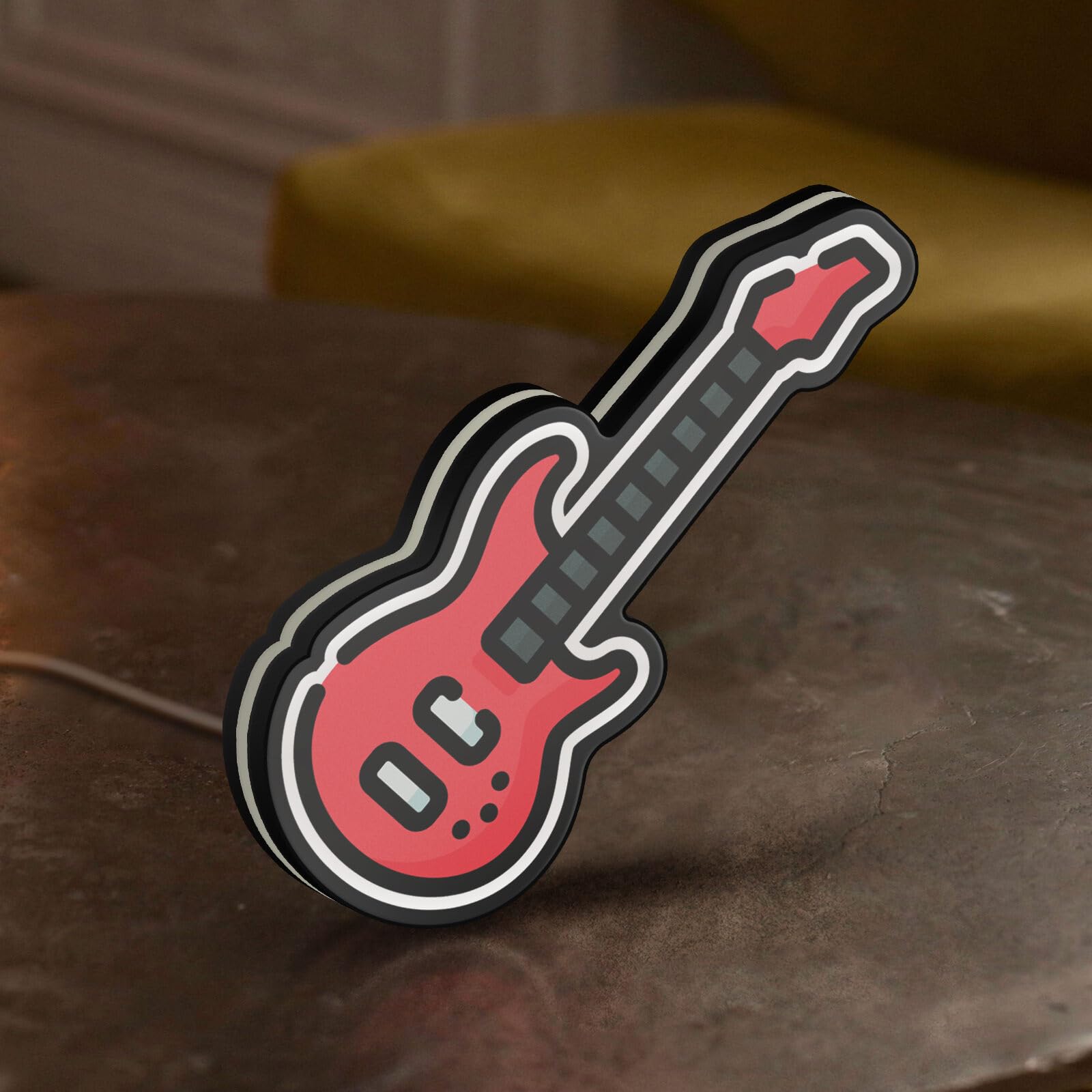 Scatola luminosa 3D a forma di basso elettrico, lampada decorativa per musicisti, sale prove di band e studi domestici (altezza 40,6 cm, 40 cm)