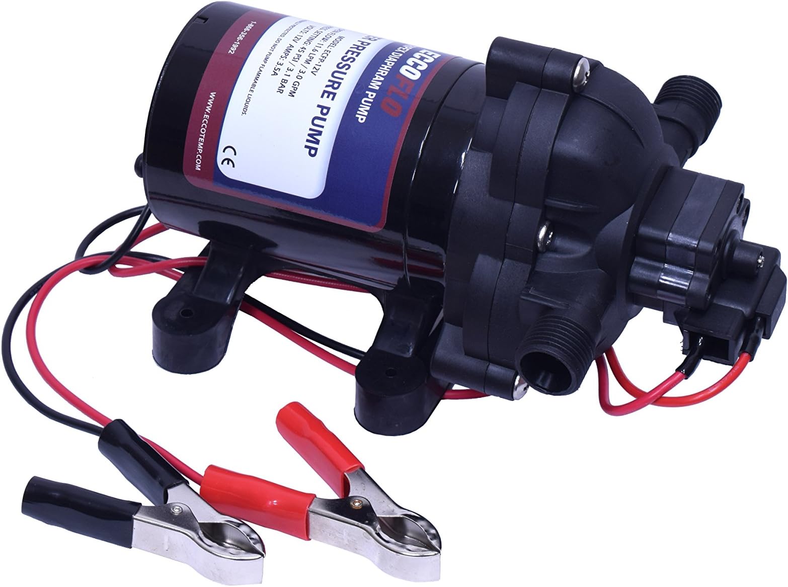 Eccotemp EccoFlo Diaphragm 12V Water Pump and Strainer Black