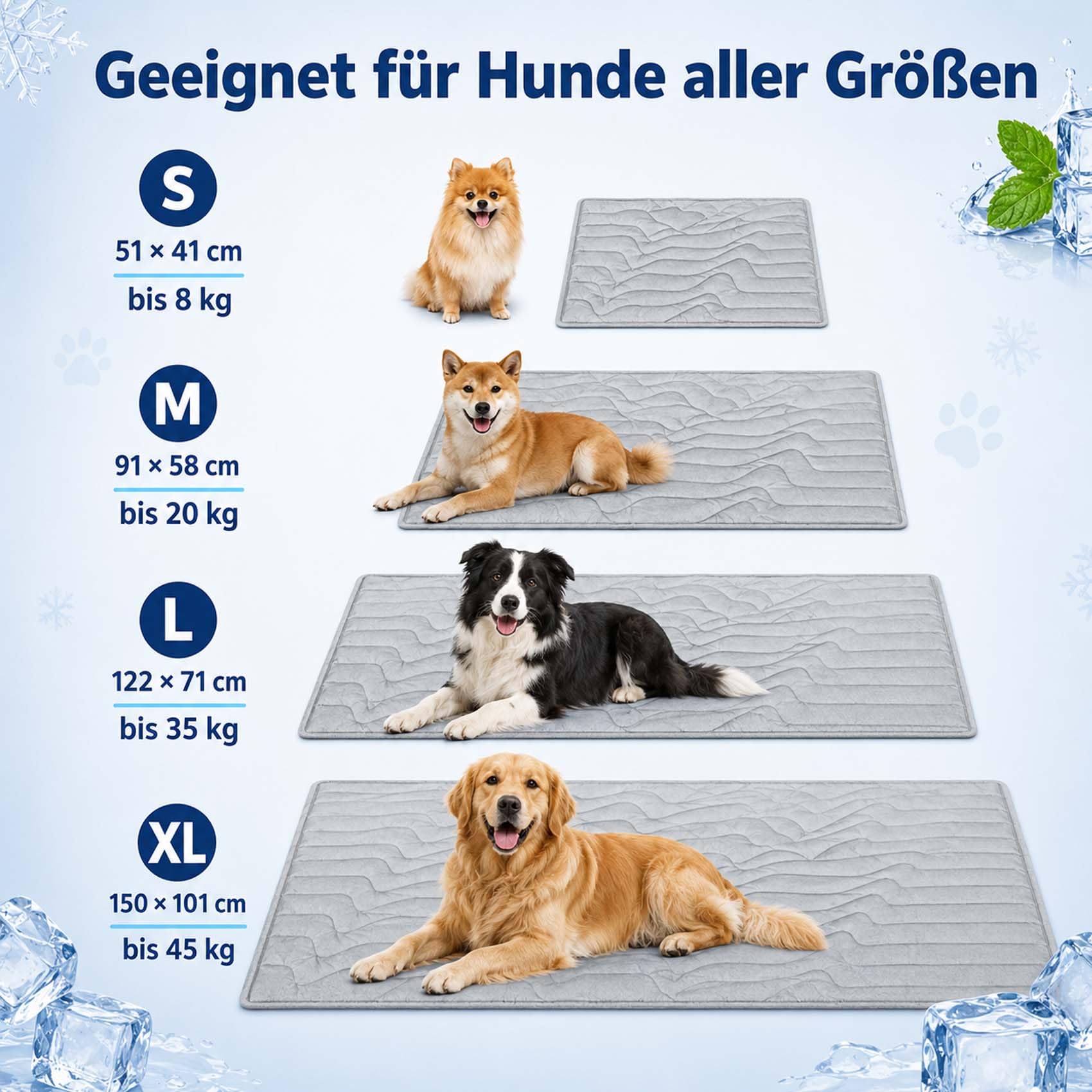 Leyof Pfotenchill KüHlmatte, Pfotenchill - Die Innovative KüHlmatte füR Hunde, Pfoten chill KüHlmattes — Waschbar, füR Den Sommer, füR Innen & AußEnbereich Geeignet (Grau,M)