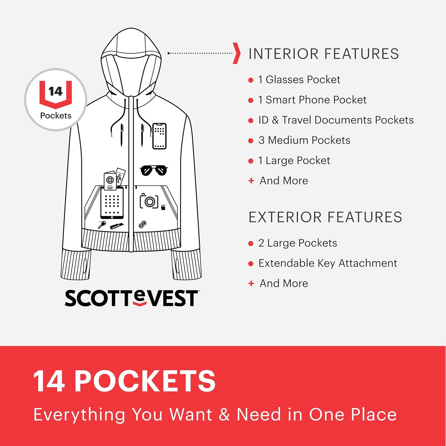 SCOTTeVEST Hoodie for Women - 14 Hidden Pockets - Warm Fleece Zip Up Sweatshirt for Travel & More - Image 5