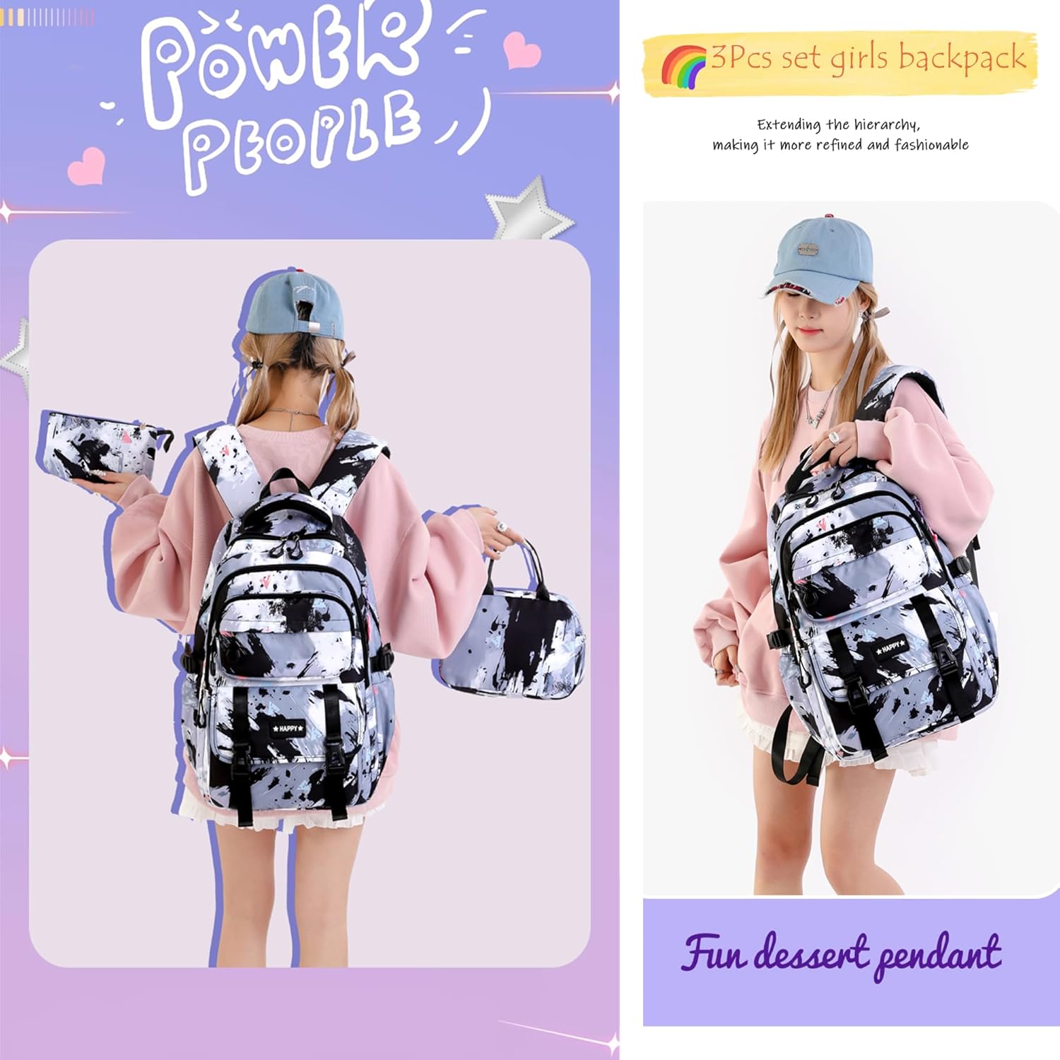 MITOWERMI Kids Backpack Bookbag for Boys School Bags Multi-pocket Teen Girls Backpack for School Elementary Students Schoolbags Casual Knapsack (Black) - Image 7