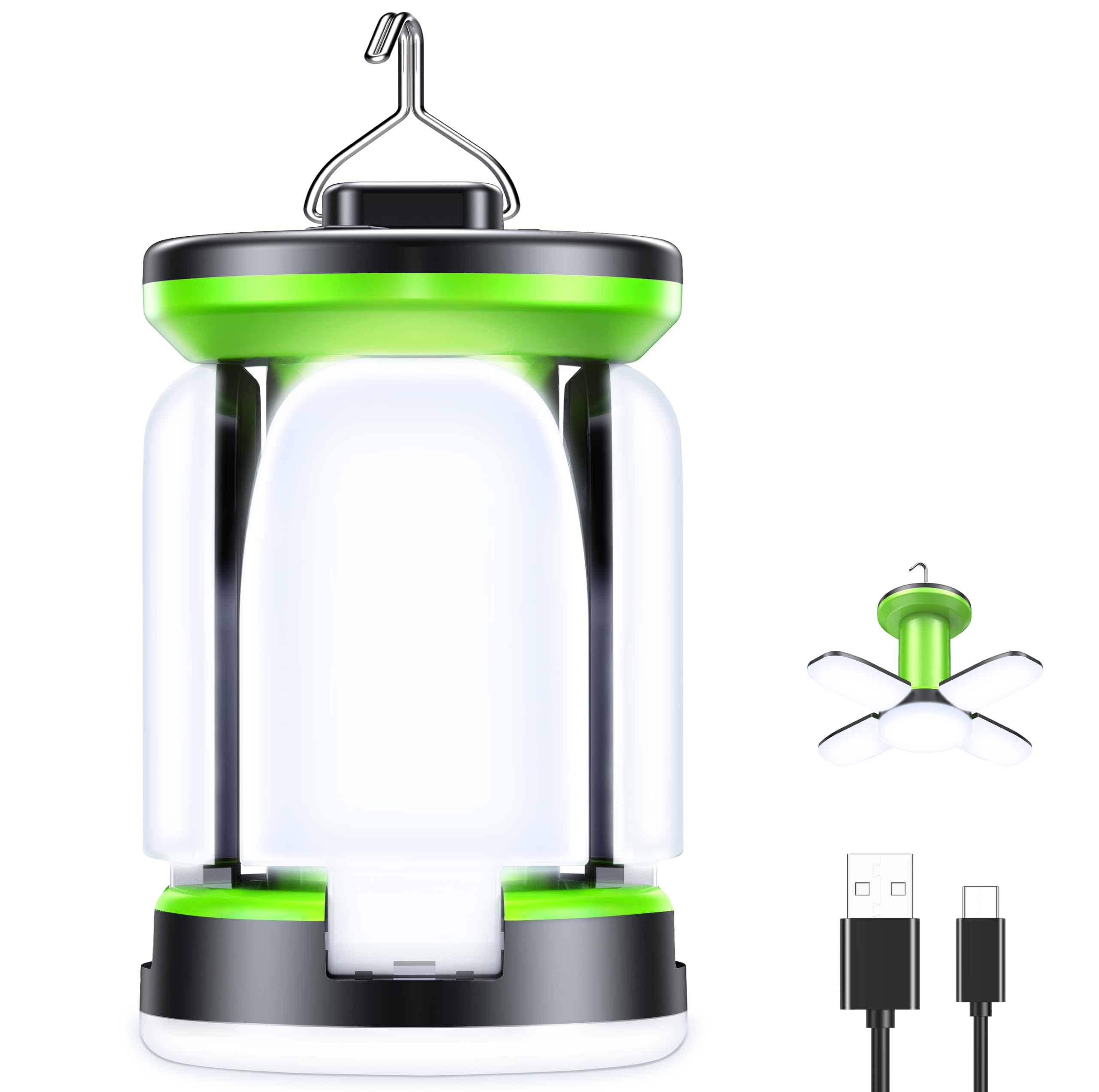 Blukar Lampada Campeggio Ricaricabile, 60 LED Luce Campeggio | Super Luminoso, 7 Modalità, Lunga Durata, Portatile Lampada per Tende Sospesa per All'aperto/Emergenza