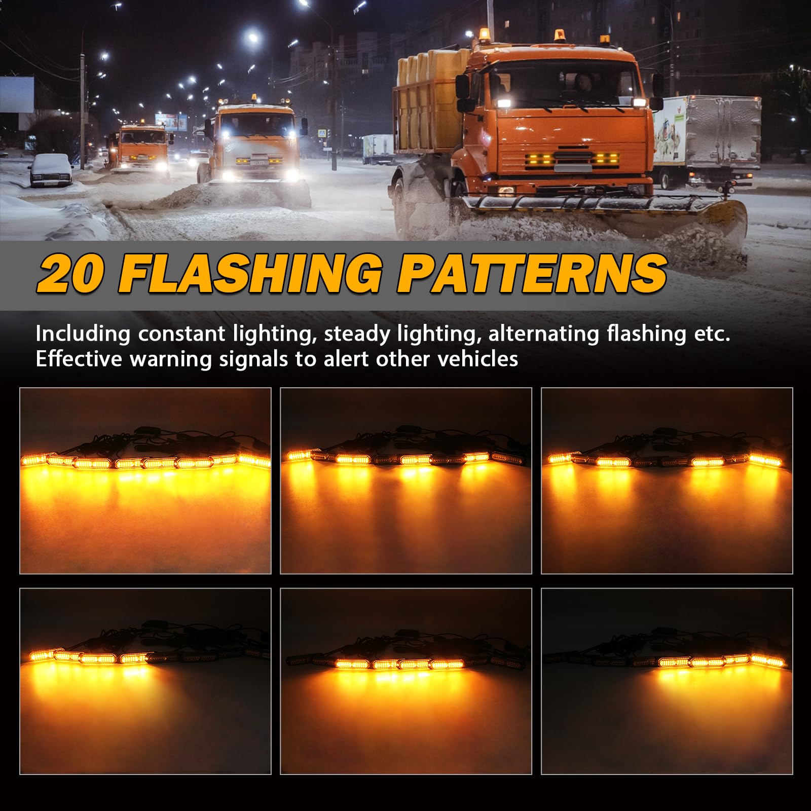 Luces estroboscópicas LED ámbar, 8 luces de advertencia de emergencia con controlador estroboscópico de 9 teclas para camiones, camionetas, cuatrimotos