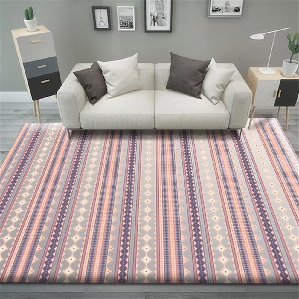 Revêtement de sol durable à motif simple et rayures roses pour une chambre chic