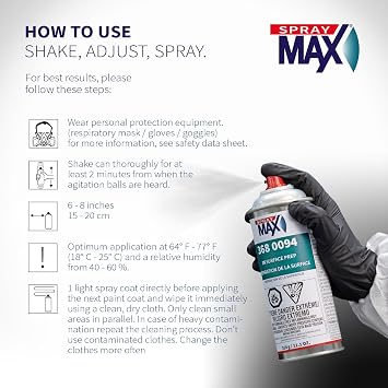 SprayMax 1K Wax & Grease Remover Transparent | Professional Surface Prep Cleaner & Degreaser for Automotive Surfaces |Removes Oil, Grease, Wax, Tar & Silicone |Waterborne Panel Prep Cleaner |11.1 oz