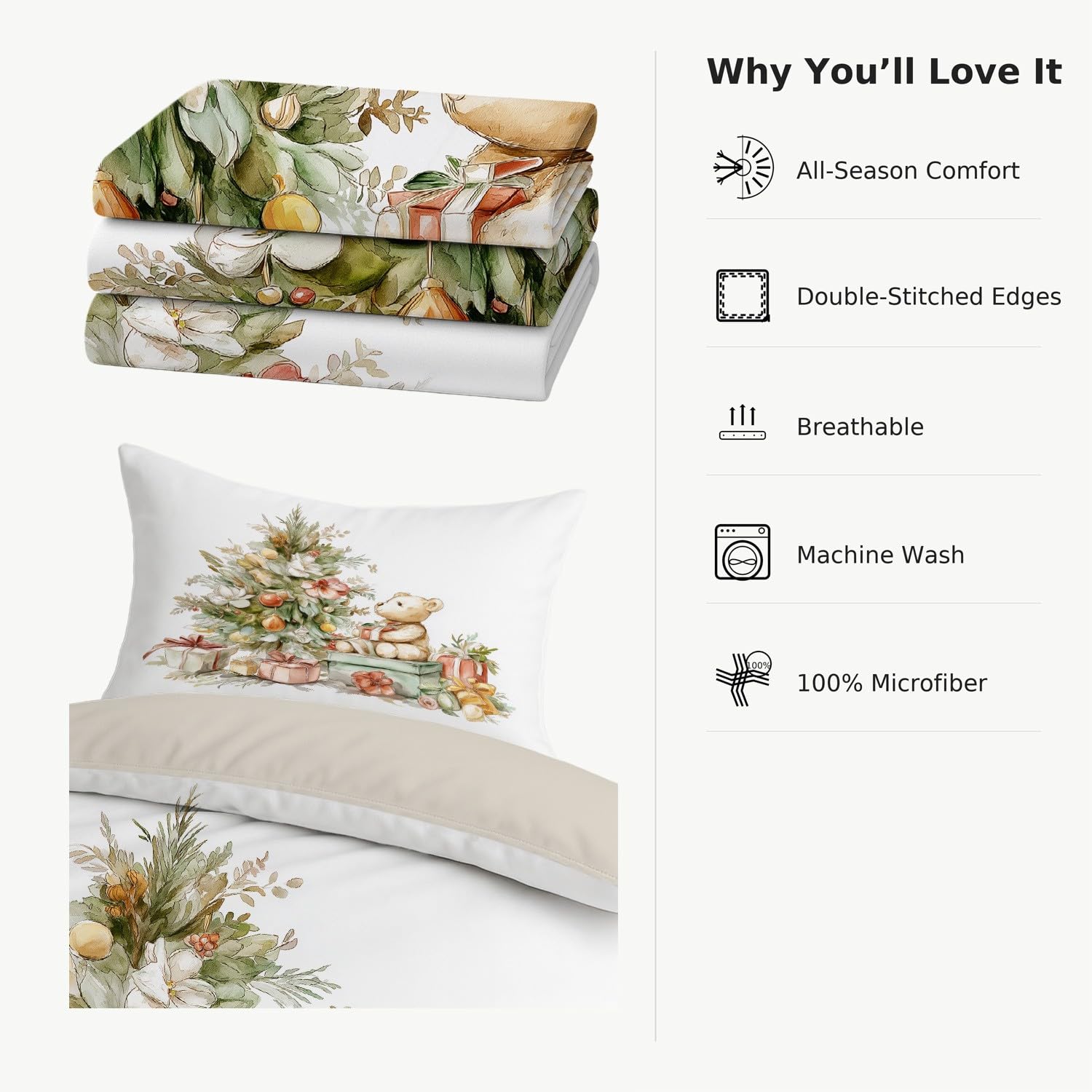 Funda Nórdica Cama 90 Funda de Edredón Blanco de Microfibra Juego de Cama para Adulto Cartoon festividad Regalos Reversible Ropa de Cama con Cremallera y Fundas de Almohada 50x75 CM