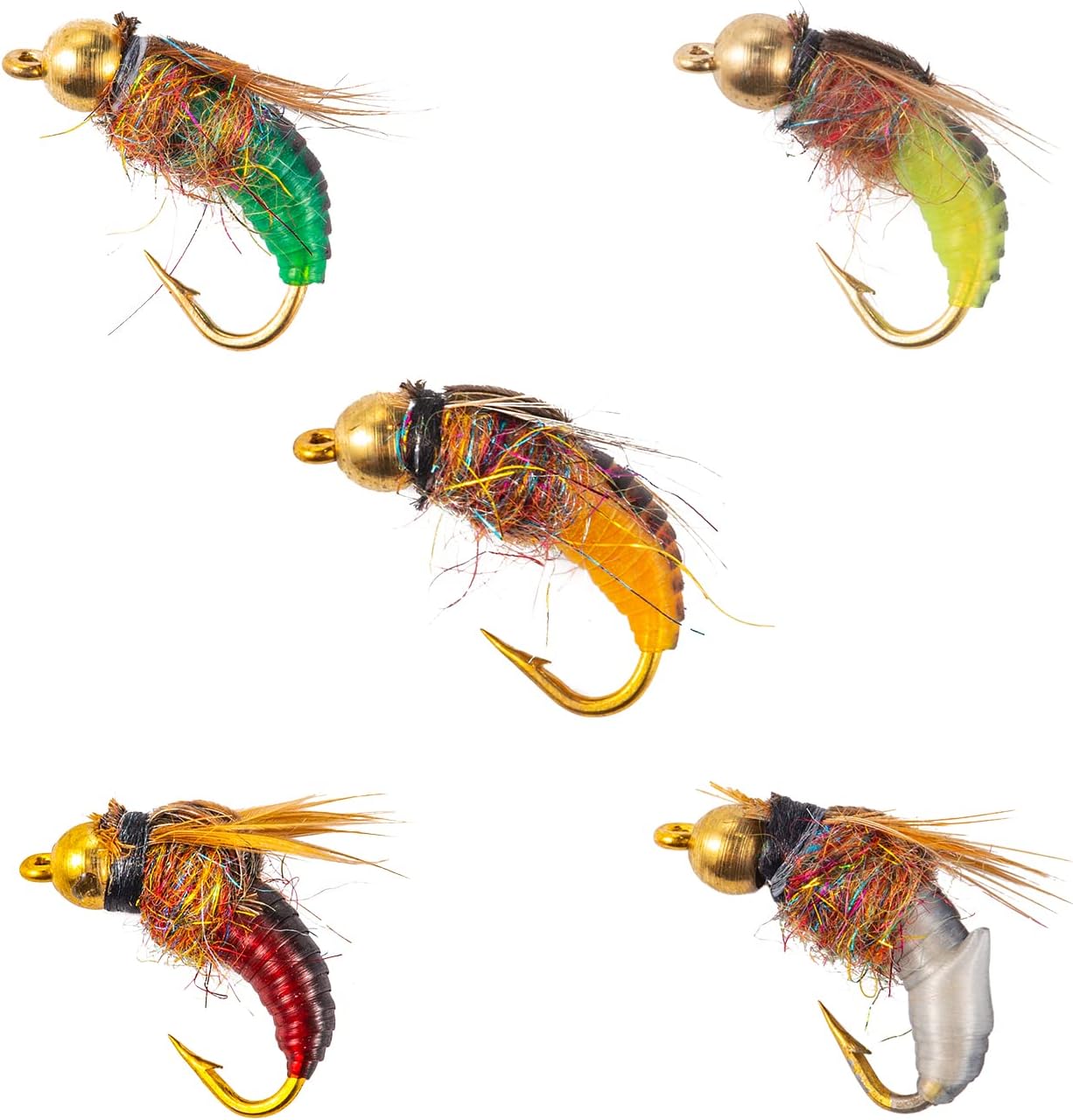 Orange Flies Fly Lure with 12#/14# Barbed Hook,6PCS - Bionic Fishing Bait Kit,Micro Nymph Fly Lures
