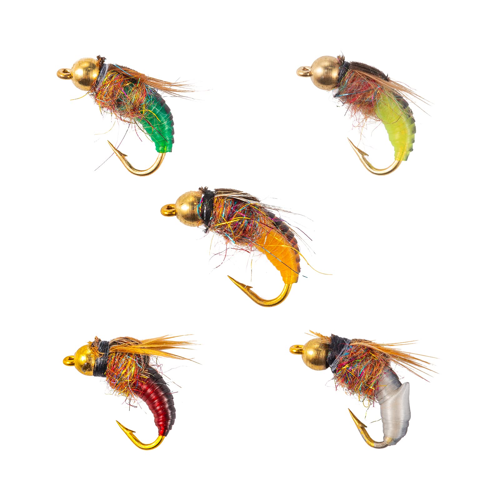 Orange Flies Fly Lure with 12#/14# Barbed Hook,6PCS - Bionic Fishing Bait Kit,Micro Nymph Fly Lures
