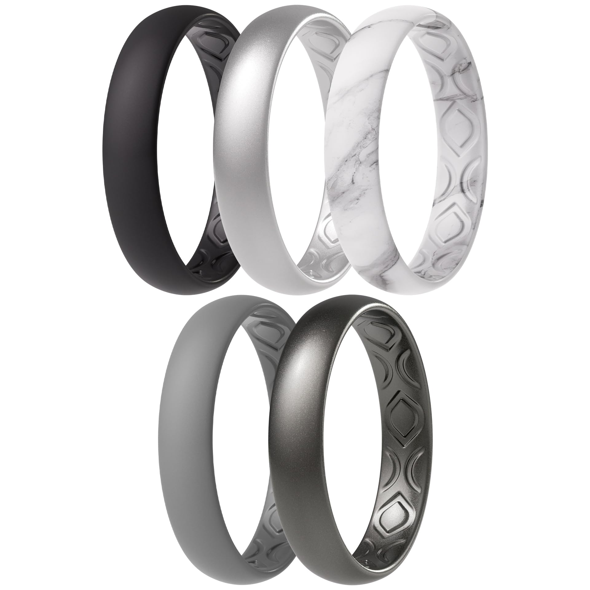 ThunderFit Women Breathable Silicone Bridal Rings Sets For Her, 4mm Wide