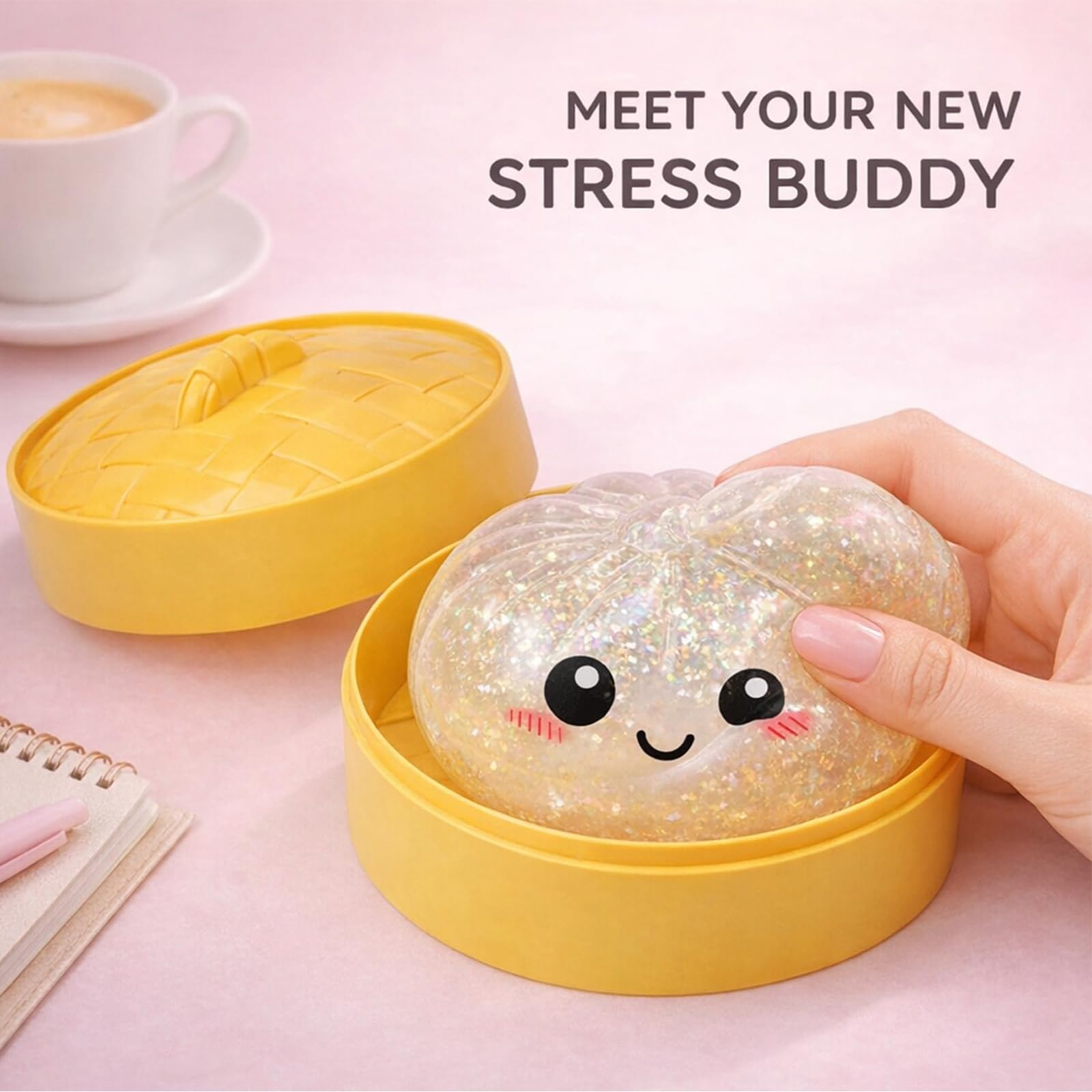 2026 Upgrade Glitter Dumpling Squishy Box,Squishy Dumpling,Anxiety Relief Fidget (Transparent) — view 2