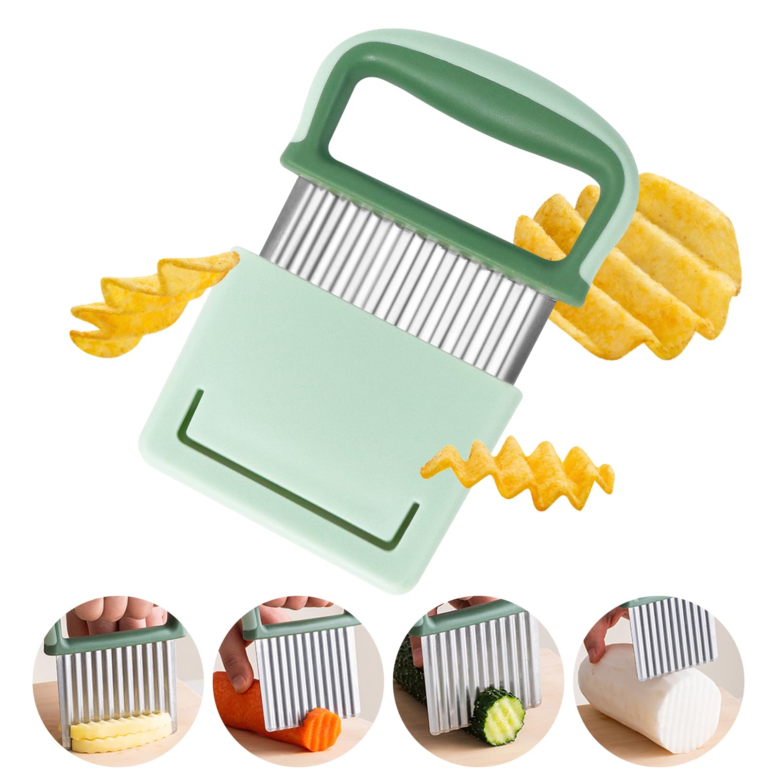 Redamancy Couteau Ondulé à Frites, Coupe Patate, Coupe-Frites Inoxydable, Trancheur à Vague Enfants pour Les Frites pour légumes, Fruits, Salade, Couteau Ondulé