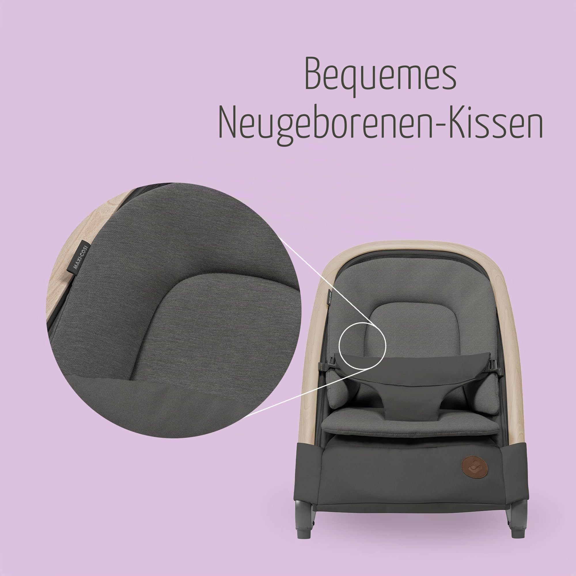Maxi-Cosi KORI 2-in-1 Ergonomischer Babywippe mit Spielzeugbogen 0-2 Jahre bis 15 kg Neugeborenen Hüpfstuhl 3 Liegepositionen Easy-In Harness Leicht & Kompakt Neugeborenes Kissen Beyond Graphite