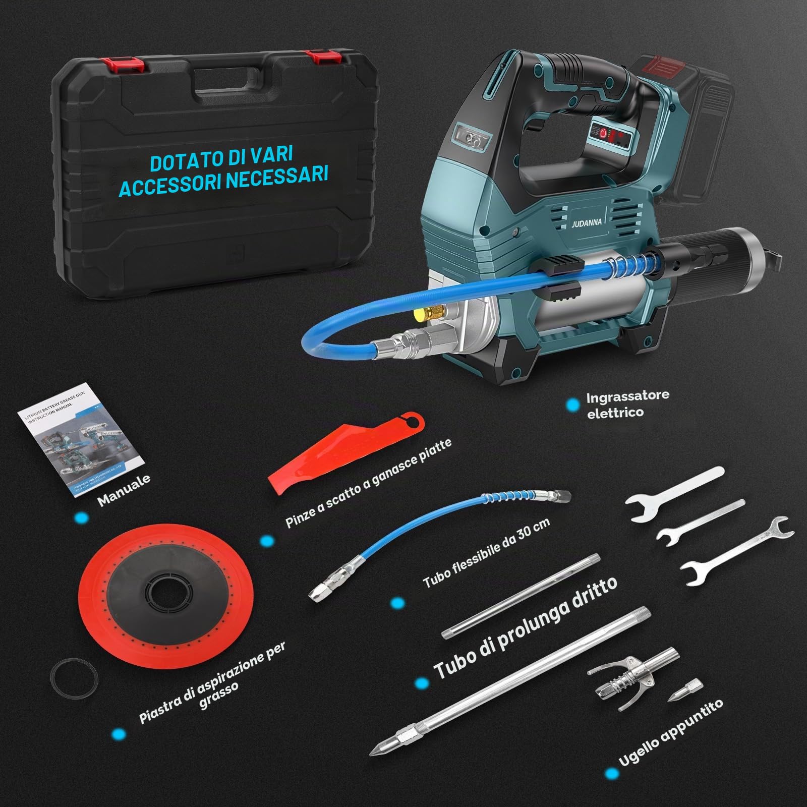 Pressa per grasso a batteria Makita da 18 V, 12000 PSI, 170 g/min, batteria elettrica 18 V, motore brushless, luce LED, regolazione della velocità a 3 livelli per macchine pesanti (senza batteria e