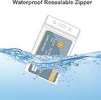 Vista 6 de 100 unidades de soporte para tarjetas de identificación, transparente, vertical, impermeable, de plástico, para oficina, escuela, evento, conferencia