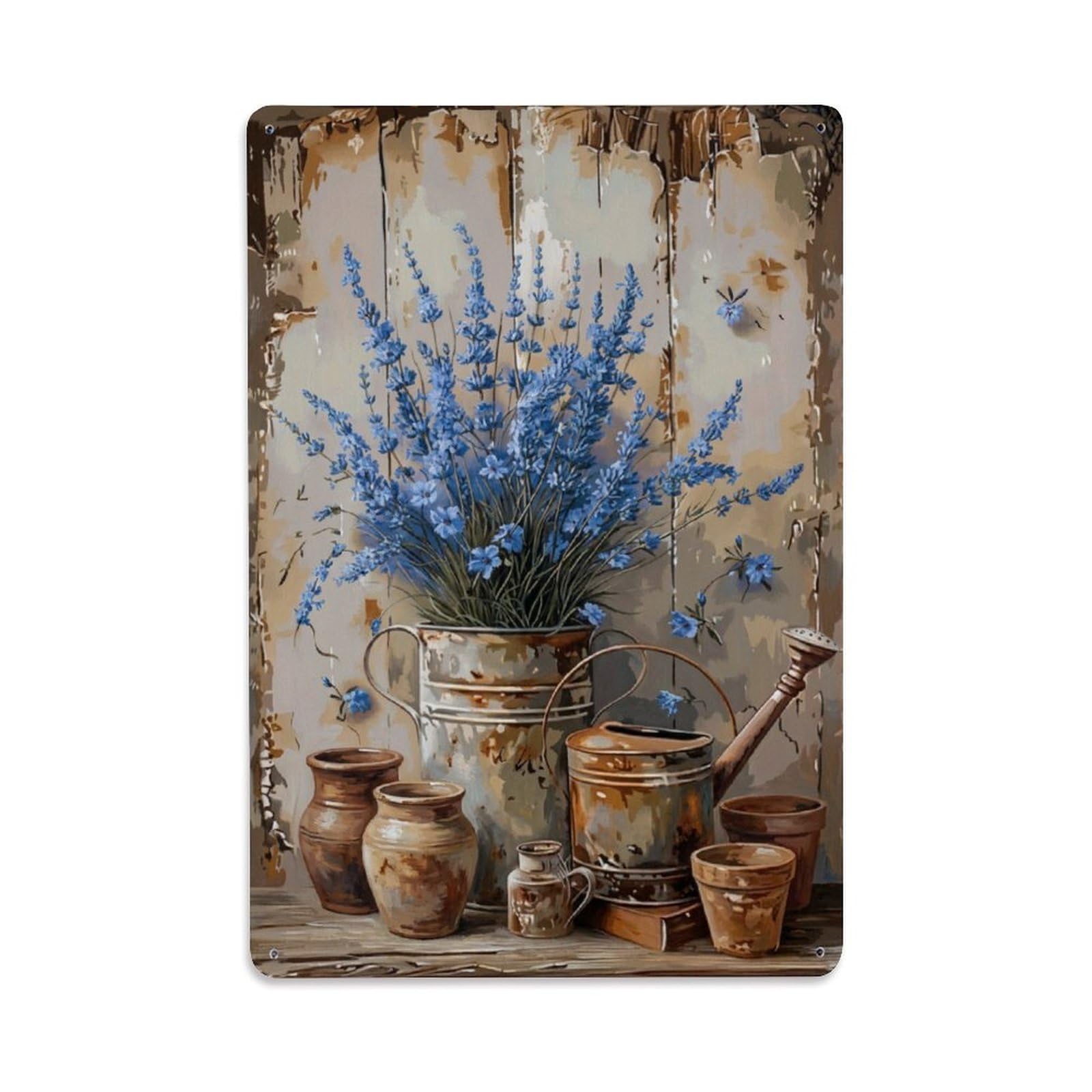 Vintage Flower Bunch Cornflower Pastoral Aesthetics Metal Tin Sign