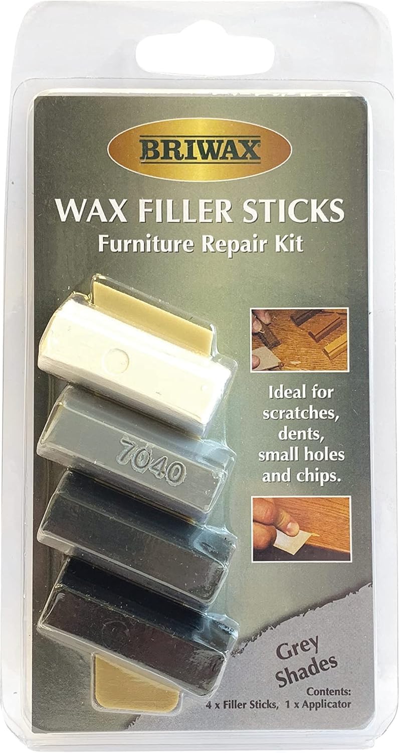 Briwax Filler Sticks Grey – Quick Wood Repair for Scratches, Cracks & Nail Holes | Assorted Shades