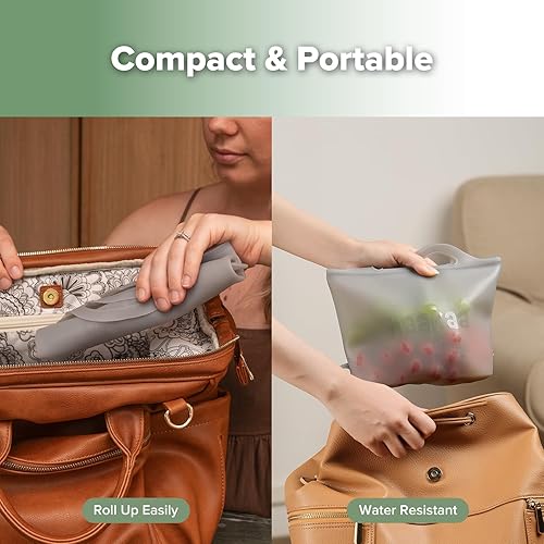 Miniatura 8 de Haakaa Portátiles - Bolsas esterilizadoras de vapor de silicona para microondas, para viajes, bolsas de vapor reutilizables de silicona de Gris, 2