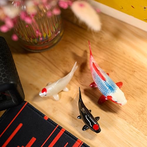 Miniatura 13 de Kohaku Edition Realistic Handmade Koi Fish Figurine – Unique Miniature Japanese Carp Home Decoration
