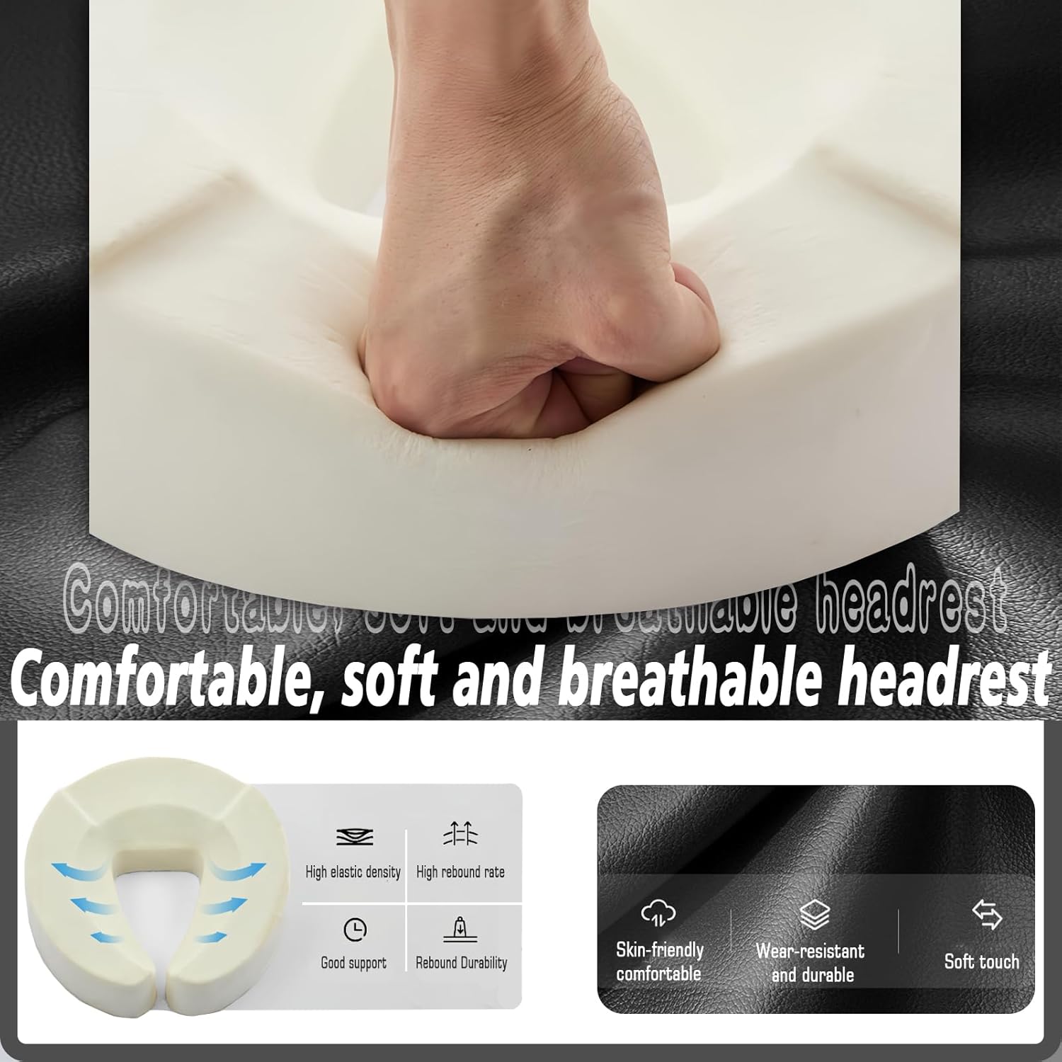 Massage Headrest for Bed, Universal Home Mattress Top Massage Kit, Adjustable Height, Head Holder Face Cradle Face Down Pillow, Professional Home Spa Face Cradle Support (Black)