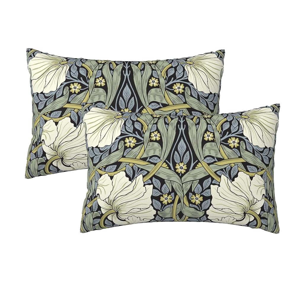 Keebik William Morris Pimpernel Throw Pillow Covers Set of 2 Cushion Covers for Couch Home Bed Living Room Decorative Pillow Cases 12x20 Inch