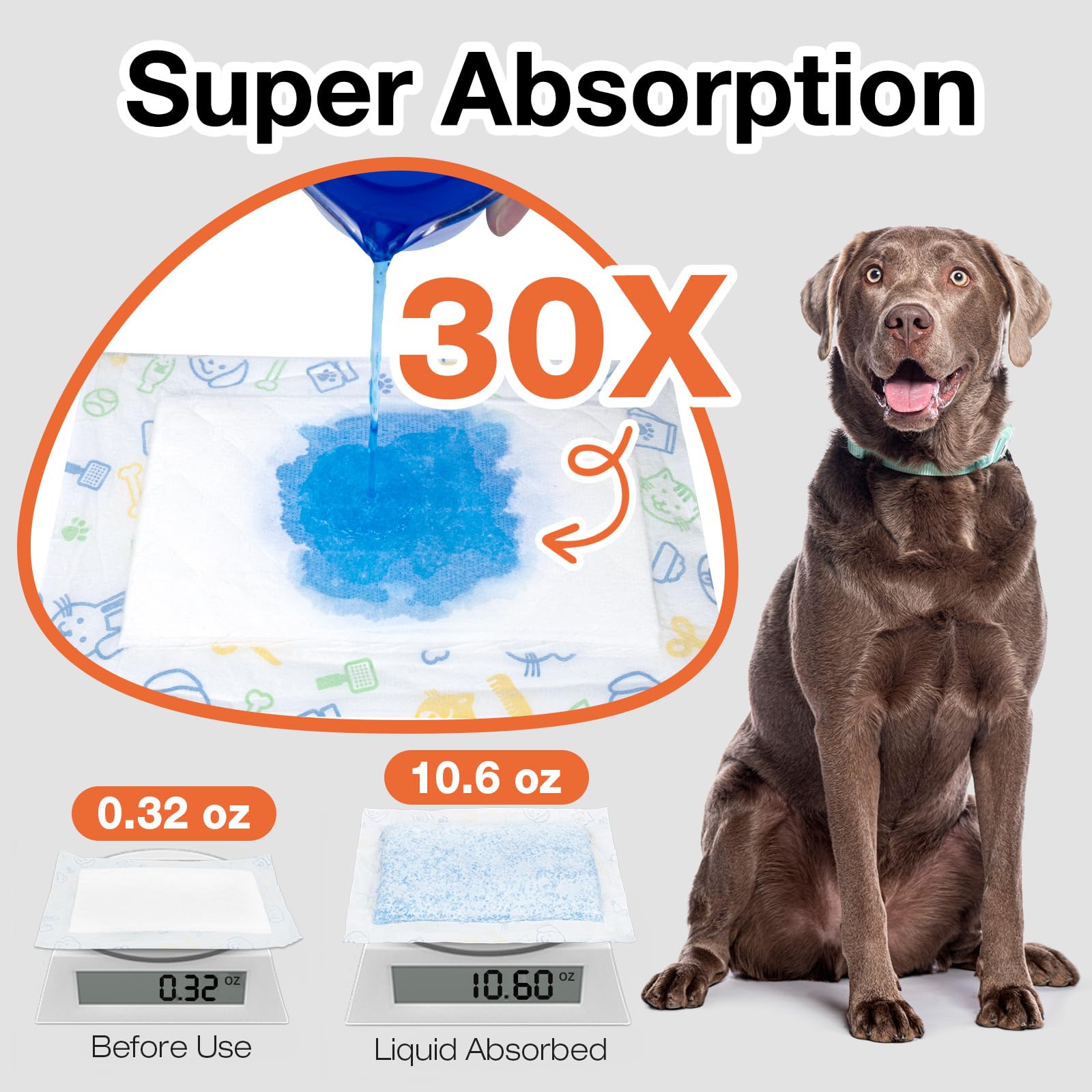 FurVeluxia Dog Diaper Liners for Male and Female Dogs(100ct), Super Absorbent Disposable Doggie Period Booster Dog Diaper Inserts fit Most Reusable and Washable Pet Belly Band and Wraps